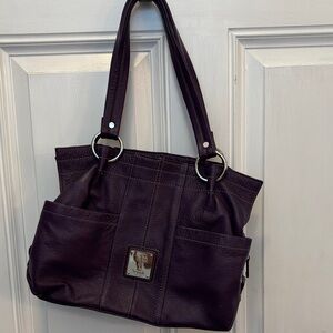 Elegant Purple Leather Tote Bag